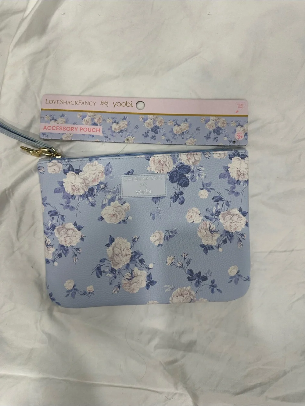 LoveShackFancy Light Blue Floral Cosmetic Pouch